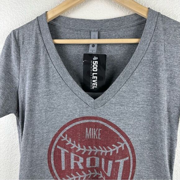 Next‎ Level Mike Trout #27 gray T-shirt NWT size M - Picture 3 of 7